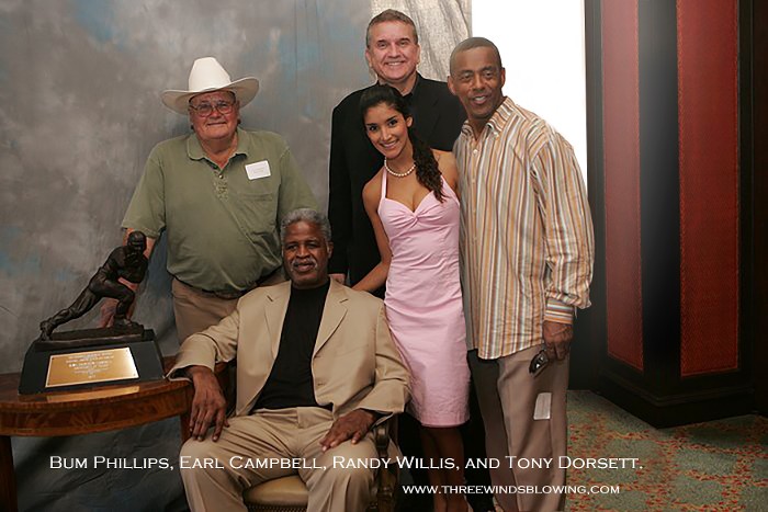 Bum Phillips, Earl Campbell, Randy Willis, and Tony Dorsett.